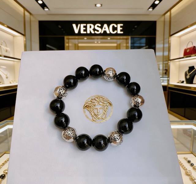 p180 Exquisite replica Versace Medusa agate and crystal bracelet, multi-element