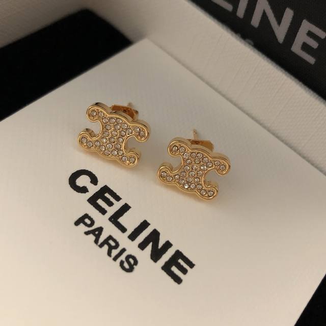 p70 C Full Diamond Arc de Triomphe Logo Earrings - New Celine Earrings! I love t