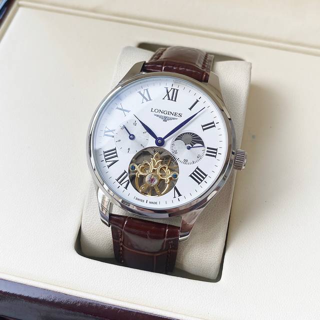 白570 金770 简约大气 经典优雅 浪琴-Longines 男士腕表 全自动机械机芯 矿物强化玻璃 316L精钢表壳 真皮表带 时尚设计 商务休闲 尺寸:直