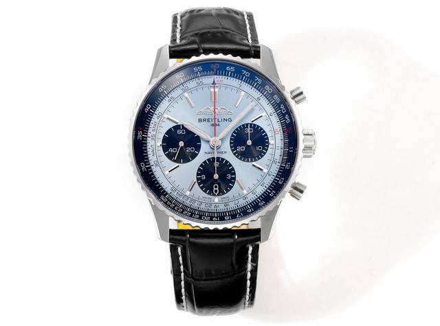 2410Bls出品：百年灵全新航空计时腕表 Navitimer 问世70周年，百年灵以大胆色彩焕新演绎经典腕表。尺寸43Mm，迭代款无疑是地道的航空计时腕表，带