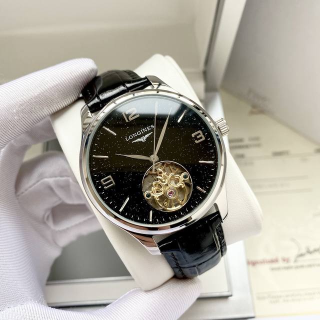 白570 金770特别推荐最美渐变色星空面 全新设计 典雅大气 浪琴-Longines 男士腕表 全自动机械机芯 矿物强化玻璃 316L精钢表壳 真皮表带 时尚