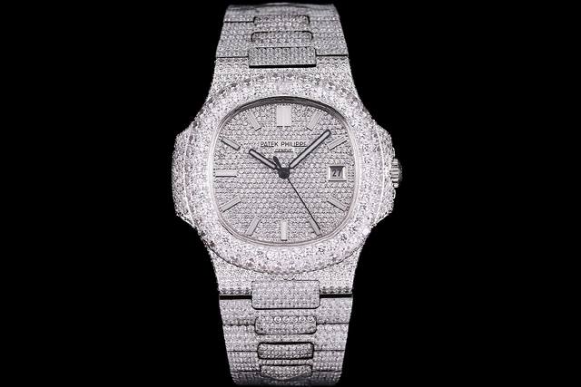 4680百达翡丽鹦鹉螺 新厂Sic厂的 真莫桑钻 Moissanite Diamon D专业镶嵌莫桑钻，专做镶钻全系列款式 专注主打真莫桑钻 普通钻 主打性