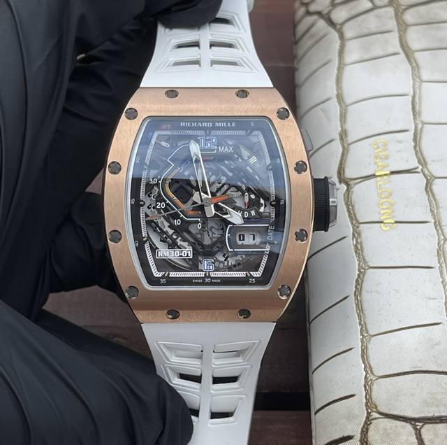 2730理查德 米勒 Richardmille Rm30-01系列 全自动机械机芯 40X50X16Mm 蓝光镜面 独特镂空表盘 夜光表盘指针 橡胶或尼龙表带