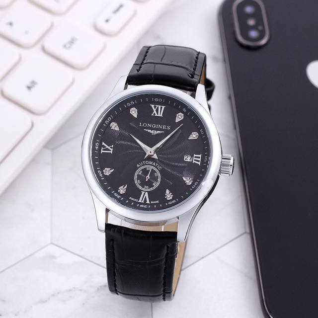 白：p140，间金：p140，全黑：p140，浪琴-Longines优雅男士腕表 ，二针半全自动机械机芯，6字位小针走秒，3字位日历窗口显示，Ips真空电镀，矿