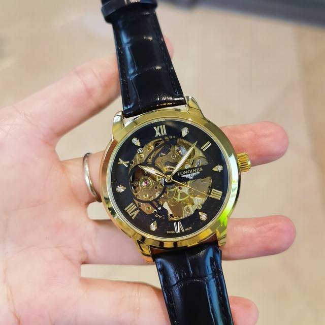 真皮表带十双按蝴蝶扣 p160，浪琴-Longines优雅男士腕表 全自动机械机芯，Ips真空电镀，矿物质水晶镜面 ，精密防水 ，直径：42Mm，厚度：12Mm