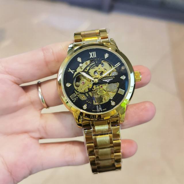 精钢表带十蝴蝶扣 p160，浪琴-Longines优雅男士腕表 全自动机械机芯，Ips真空电镀，矿物质水晶镜面 ，精密防水 ，直径：42Mm，厚度：12Mm