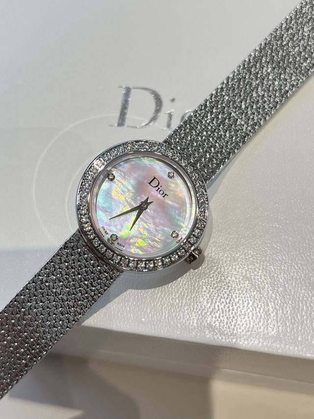 1950 Dior white mother-of-pearl watch with diamond hour markers! The bracelet ev