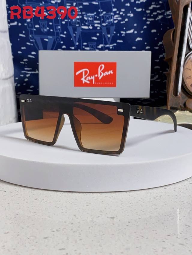 p110 Rayban 雷朋 2026新款复古黑色连一体镜超大框方圆脸显瘦高级感欧美风墨镜女太阳眼镜Rb4390