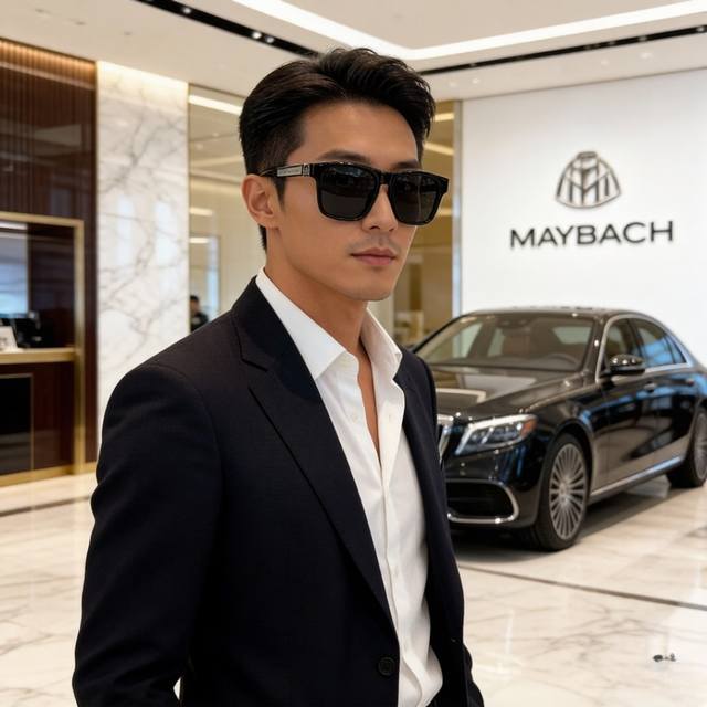 120￥p 新款品牌：迈巴赫Mayb Ach高品质男士偏光太阳镜 材质：进口宝丽来偏光镜片、不锈钢合金镜框，质感超赞，男士开车必备品。