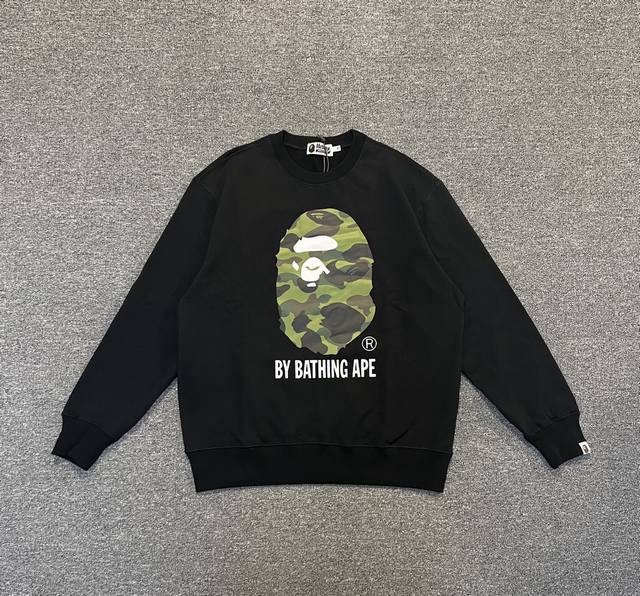 170 Bape Camouflage Ape Head Letter Print Crew Neck Sweatshirt, Custom Fabric, H 170 Bape Camouflage Ape Head Letter Print Crew Neck Sweatshirt, Custom Fabric, H