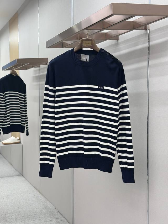 p270 Dior Embroidered Logo Striped Knit Sweater Original: Purchased for 14,500 a