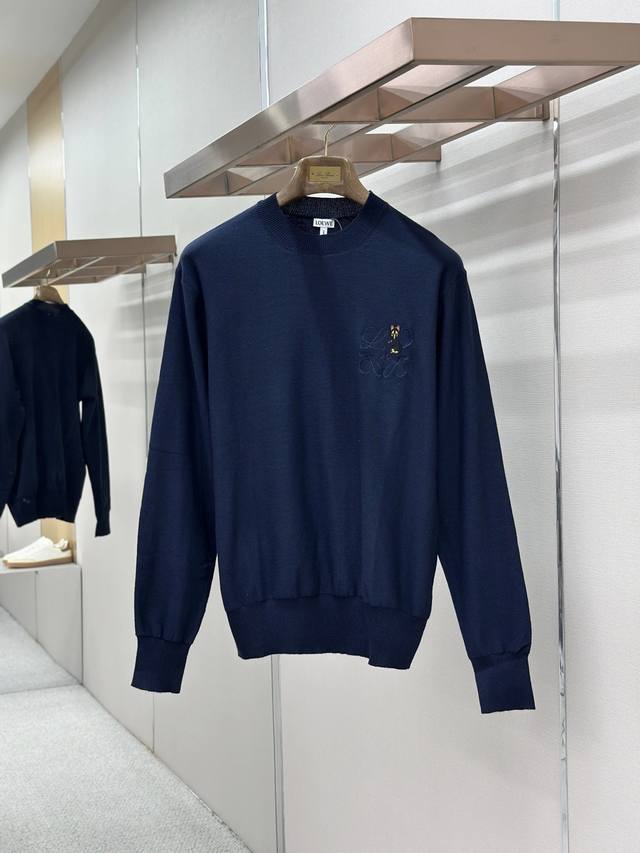 p260 Loewe 26Fw Animal Anagram Embroidered Logo Knit Sweater [Fit Design] Regula