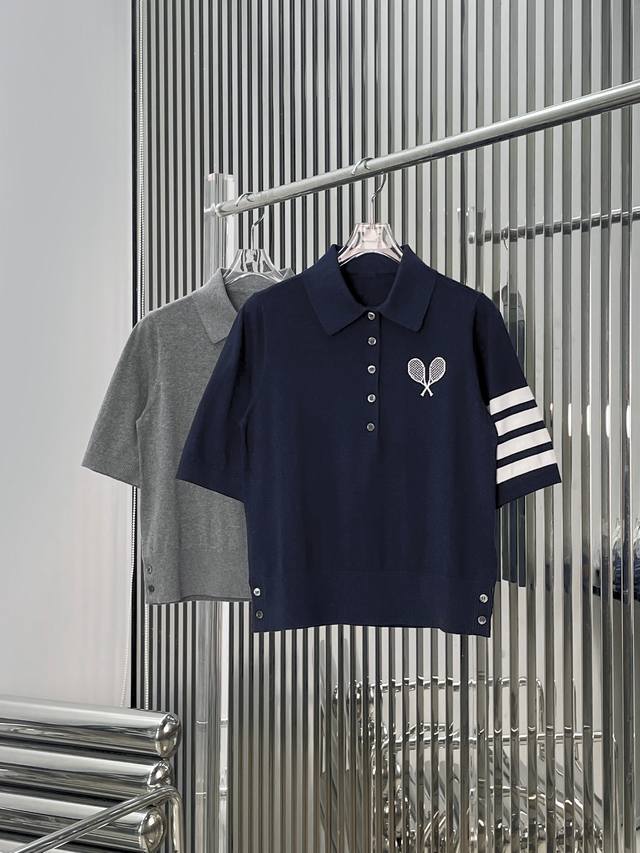Real photos! Latest Tb 26New four-bar tennis racket embroidered polo shirt. Colo