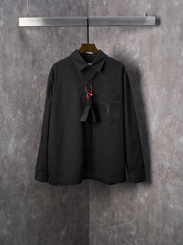 270 Actual item: Saint Laurent logo embroidered shirt jacket. Available in S, M,