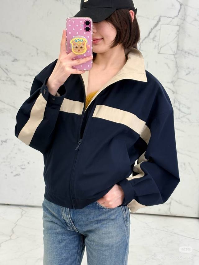 Highly recommend the new YSL color-blocked stand-collar jacket with embroidered