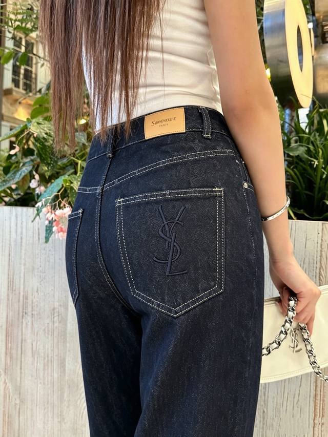 150 YSL embroidered logo jeans with back pockets A versatile must-have Highly re