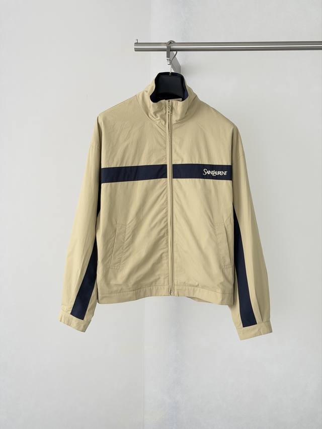 p330 Saint Laurent* YSL Color Block Stand Collar Sporty Zipper Jacket Original p