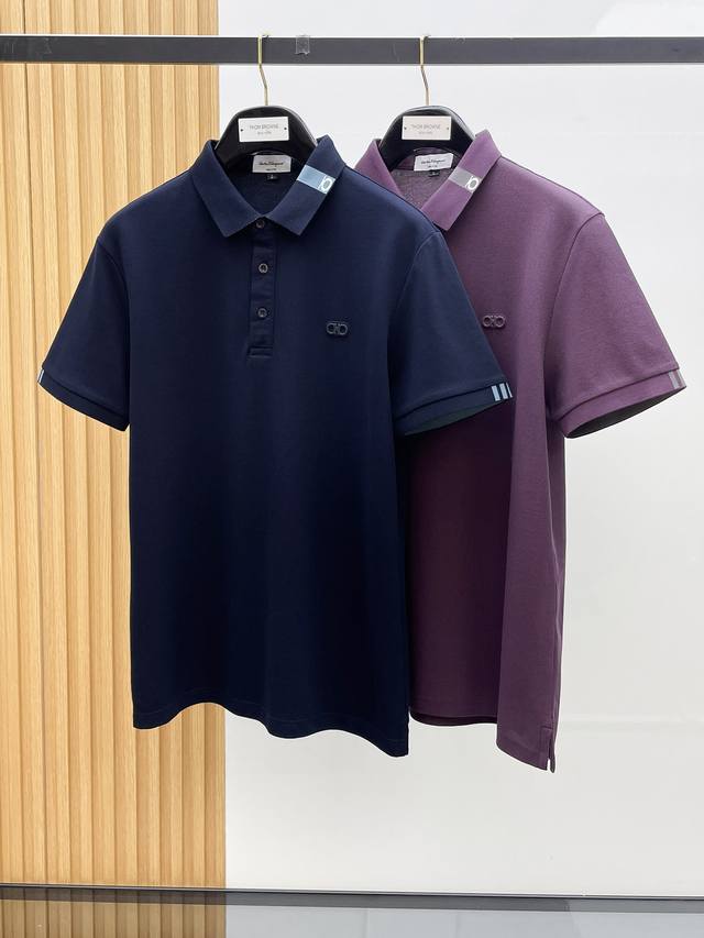 250 Ferragamo 2026Ss Summer New Letter Logo Men's Collared Olo Shirt! A classic