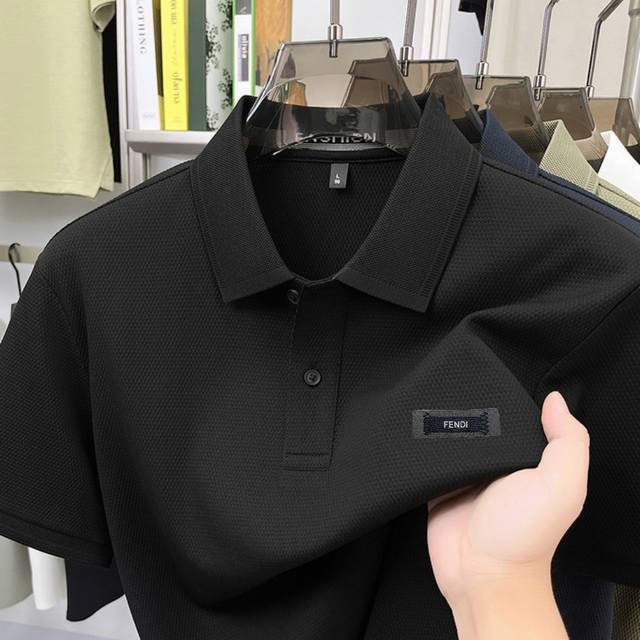 p160 Fendi 2026 Spring/Summer High-Quality Mercerized Cotton Men's Polo Shirt, S p160 Fendi 2026 Spring/Summer High-Quality Mercerized Cotton Men's Polo Shirt, S