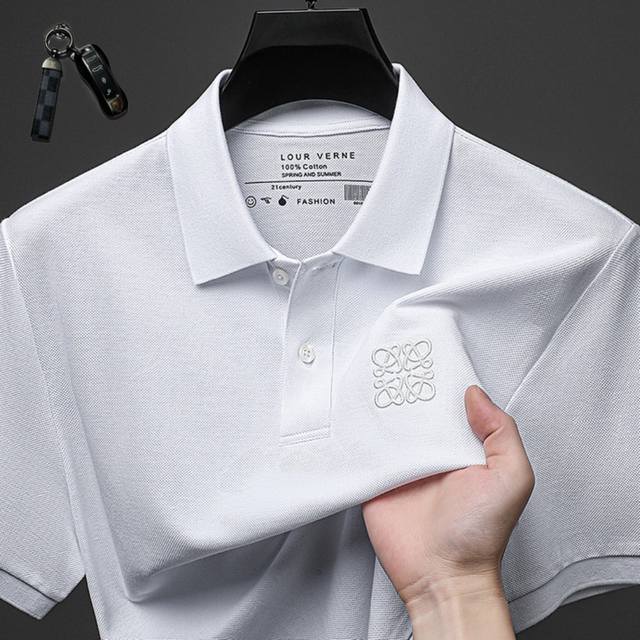 p180 Loewe Men's Summer Heavyweight Cotton Short-Sleeve Polo Shirt with BMW Keyc p180 Loewe Men's Summer Heavyweight Cotton Short-Sleeve Polo Shirt with BMW Keyc