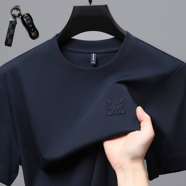 p170 Loewe Men's Summer Heavyweight Cotton Short-Sleeve Crew Neck T-Shirt with B p170 Loewe Men's Summer Heavyweight Cotton Short-Sleeve Crew Neck T-Shirt with B