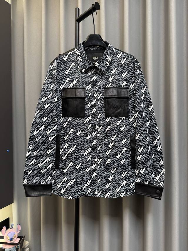 p400 High-end replica Fendi 26Fw all-over print patchwork leather shirt/jacket, p400 High-end replica Fendi 26Fw all-over print patchwork leather shirt/jacket,
