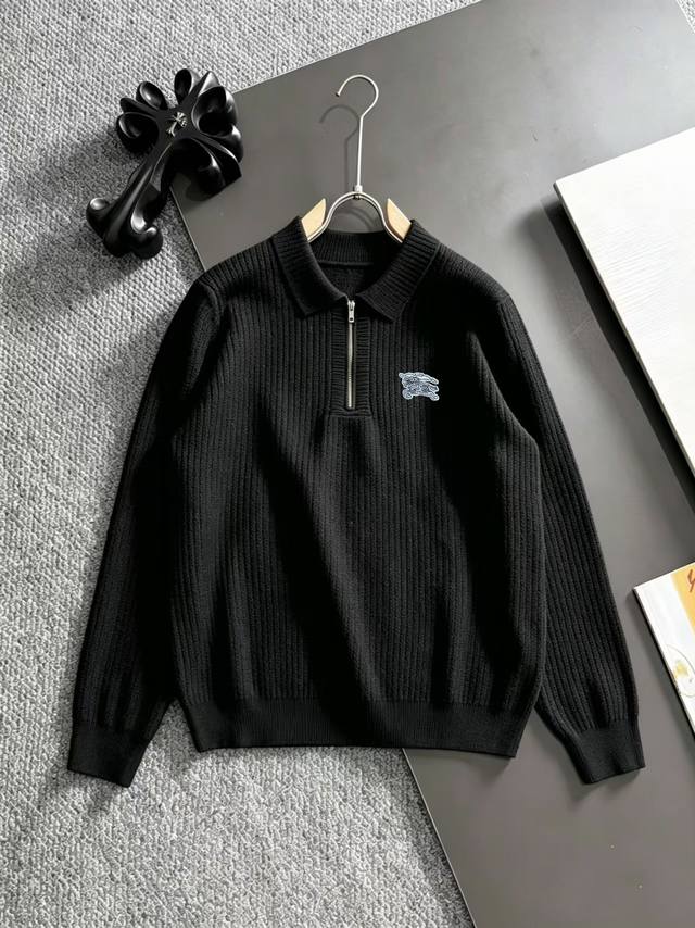 Ships the next day p220 Burberry 2026 Autumn Men's Zipper Collar Knit Sweater, R