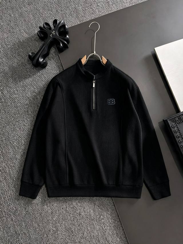 Ships the next day p220 Balenciaga 2026 Autumn/Winter Men's Half-Zip Crew Collar