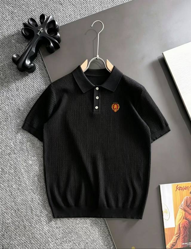 Ships the next day p180 Balenciaga 2026 Summer Men's Knit Solid Color Lapel Text