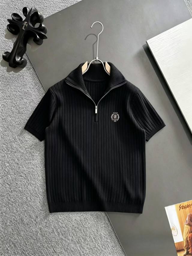 Ships the next day p180 Balenciaga 2026 Summer Men's Knit Ribbed Half-Zip Collar