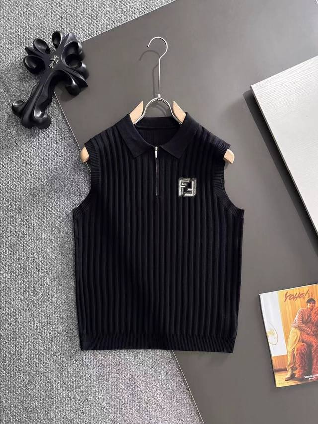 Ships the next day p180 Fendi 2026 New Spring/Summer Men's Ice Silk Knitted Vest Ships the next day p180 Fendi 2026 New Spring/Summer Men's Ice Silk Knitted Vest