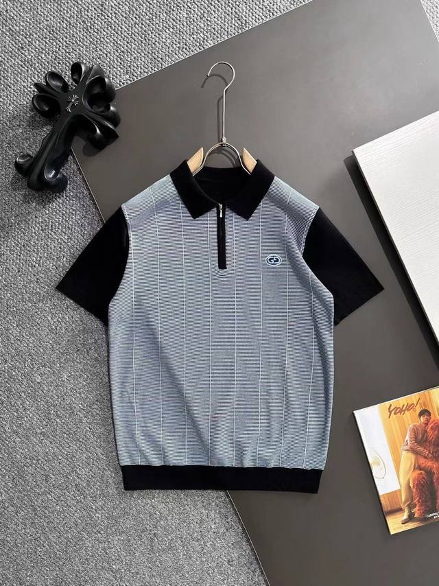 Ships the next day p180 Gucci 2026 Spring/Summer Striped Polo Shirt Men's Half-Z Ships the next day p180 Gucci 2026 Spring/Summer Striped Polo Shirt Men's Half-Z