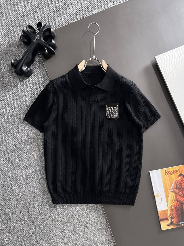 Ships the next day p180 Dior 2026 Spring/Summer Men's Hollow-Out Knit Polo Shirt