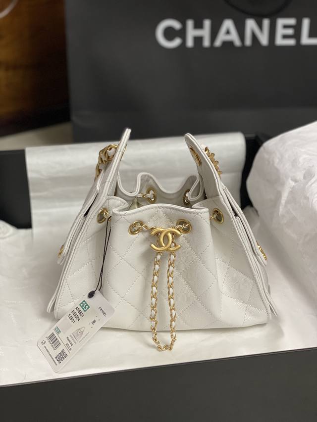 p1370 25p Mini Chanel Hobo Shoulder Bag, Hippie Style, Small Size, Vintage Gold