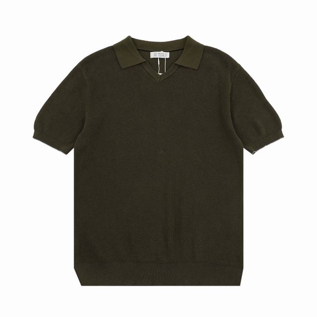 160 Brunello Cucinelli Bc Seagull Collar Knit Short-Sleeve Polo Shirt Sizes: S-X 160 Brunello Cucinelli Bc Seagull Collar Knit Short-Sleeve Polo Shirt Sizes: S-X
