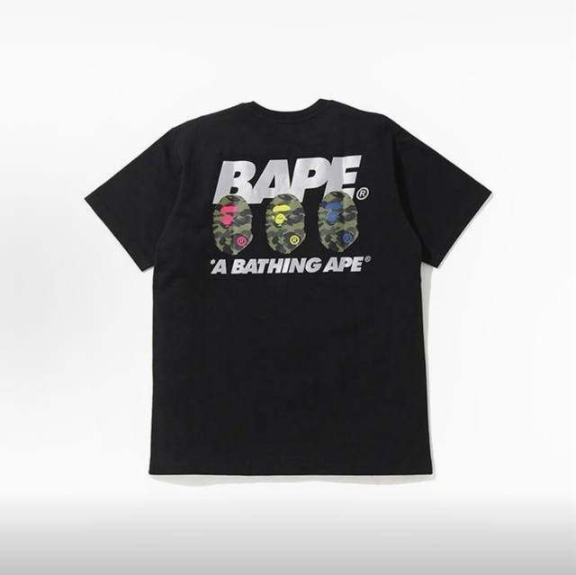p100, 001657 Bape Ape Head Series Camouflage Letter Print Short-Sleeve T-Shirt,