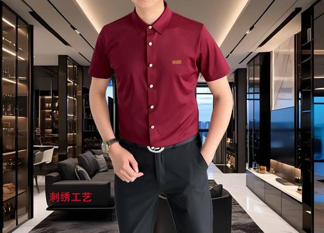 p180 Boss 2026 Spring/Summer Men's Fashion Casual Short-Sleeve Shirt, sourced fr