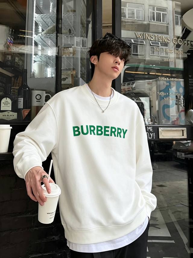 p220 Burber*Y 2026 Autumn/Winter New Unisex Basic Casual Versatile Cotton Crew N p220 Burber*Y 2026 Autumn/Winter New Unisex Basic Casual Versatile Cotton Crew N