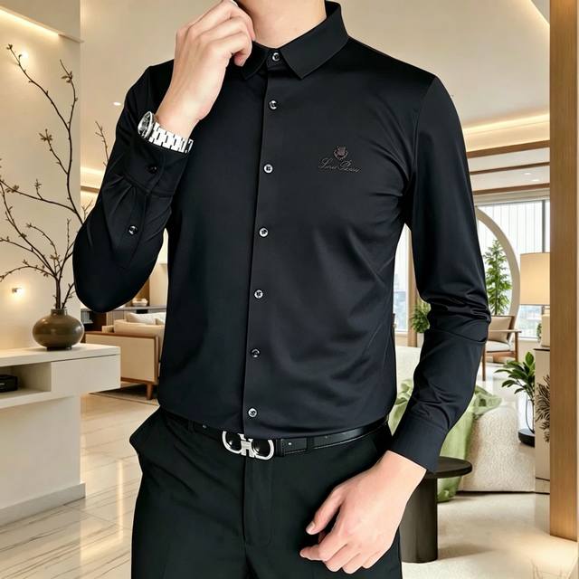 p210. Seamless nylon/amylene non-iron long-sleeved shirt. Simple European style,