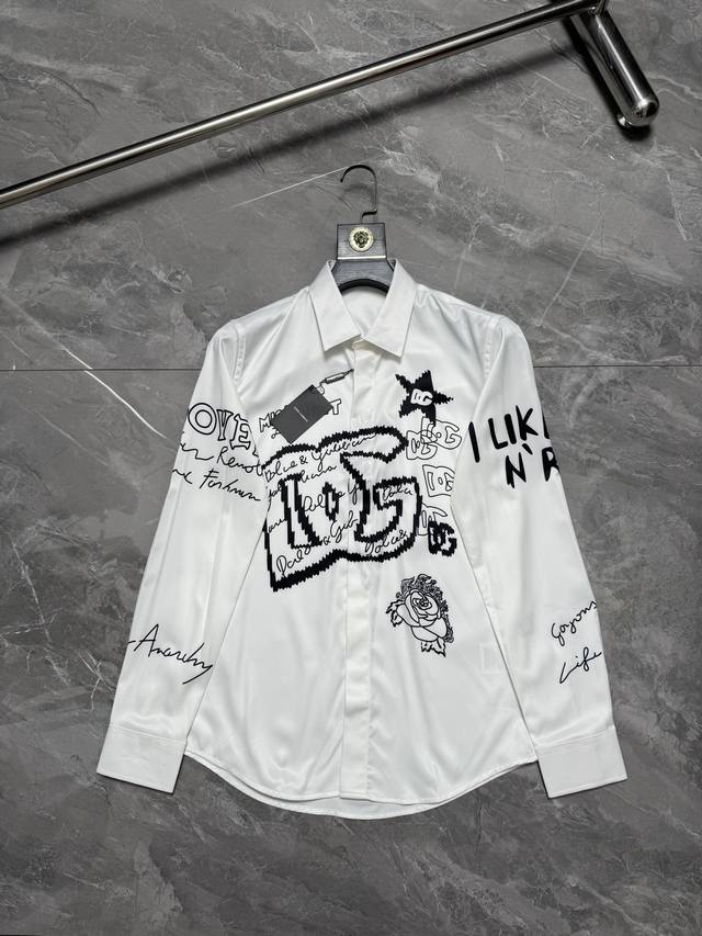 p200 Dolce & Gabban* Dg Line Drawing Print Shirt Sizes: 38, 39, 40, 41, 42