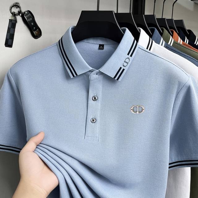 p180 Dior 2026 Spring/Summer High-Quality Men's Polo Shirt with Turn-Down Collar