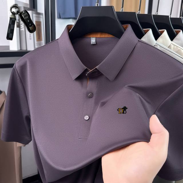 p180 Dior 2026 Spring/Summer High-Quality Men's Polo Shirt with Turn-Down Collar
