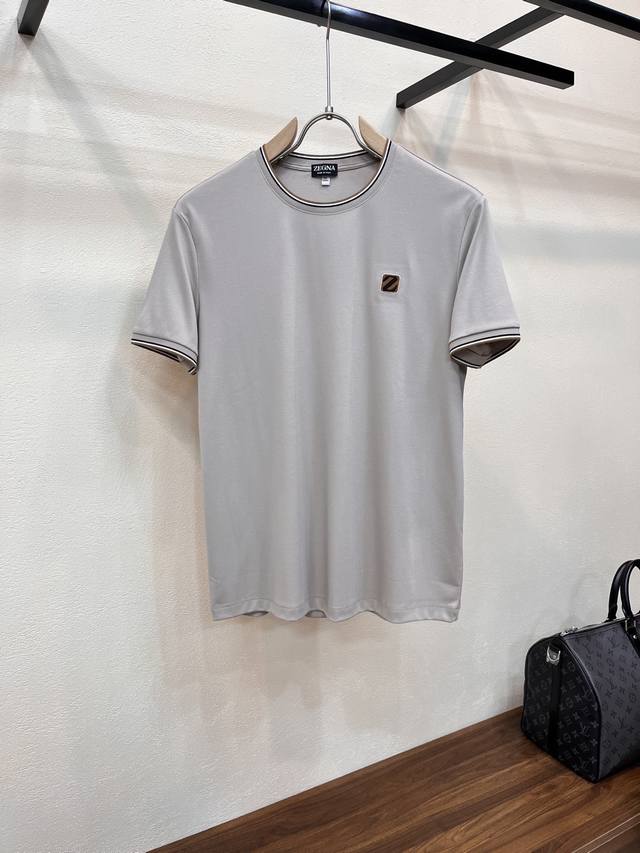 p200 Zegna. 2026 Spring/Summer New Arrival Original Men's Crew Neck Short Sleeve