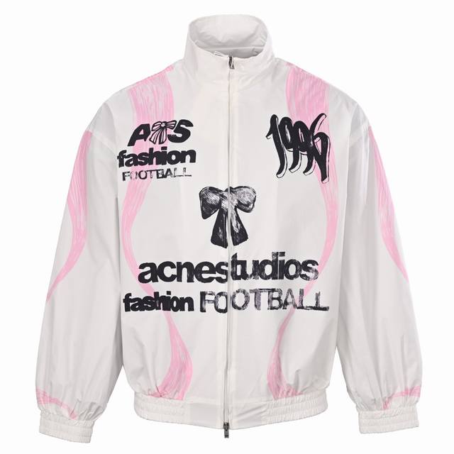 380 High-Version Acne Studios World Cup Butterfly Graffiti Stand Collar Jacket.
