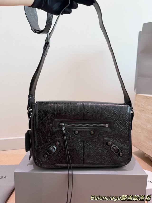 p380 Balenciaga Messenger Flap Black and Silver Motorcycle Bag, crafted from bla