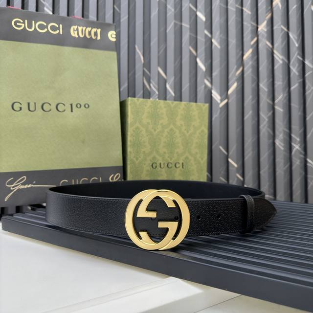 170 黑色皮革 双G带扣 4厘米宽 170 黑色皮革 双G带扣 4厘米宽