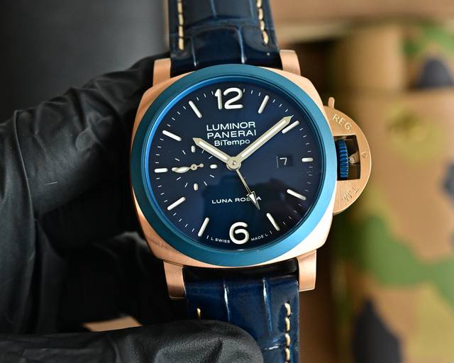 870 Panerai, curved coated glass, 44mm*16mm rubber strap with original pin buckl